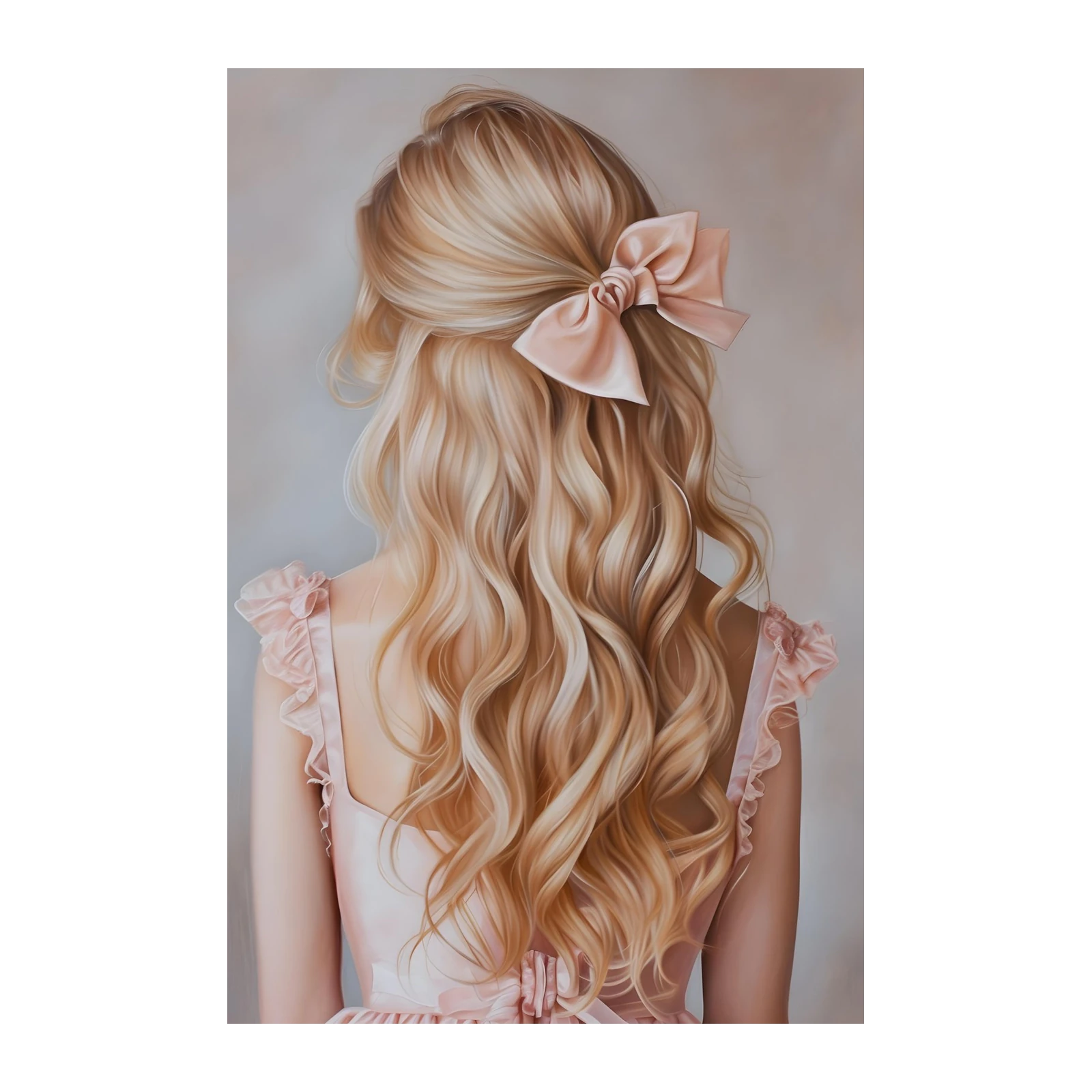 Blonde Elegance Silk Bow Portrait Wall Art