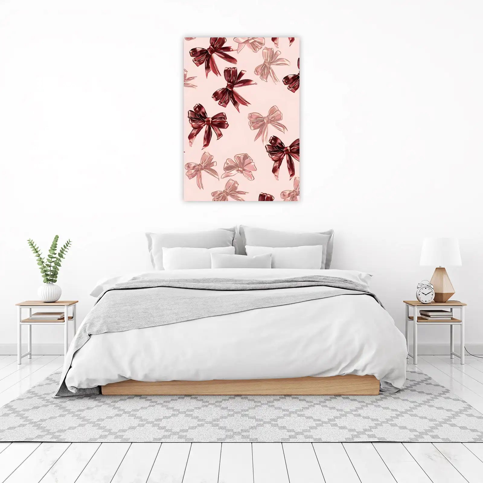 Elegant Red Bows Pattern Wall Art