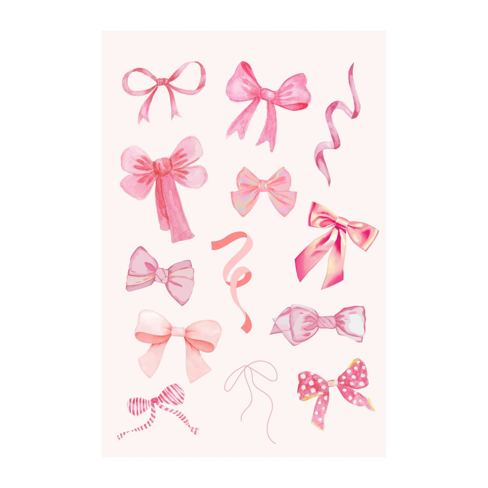 Pretty Pink Bows Watercolor Wall Art
