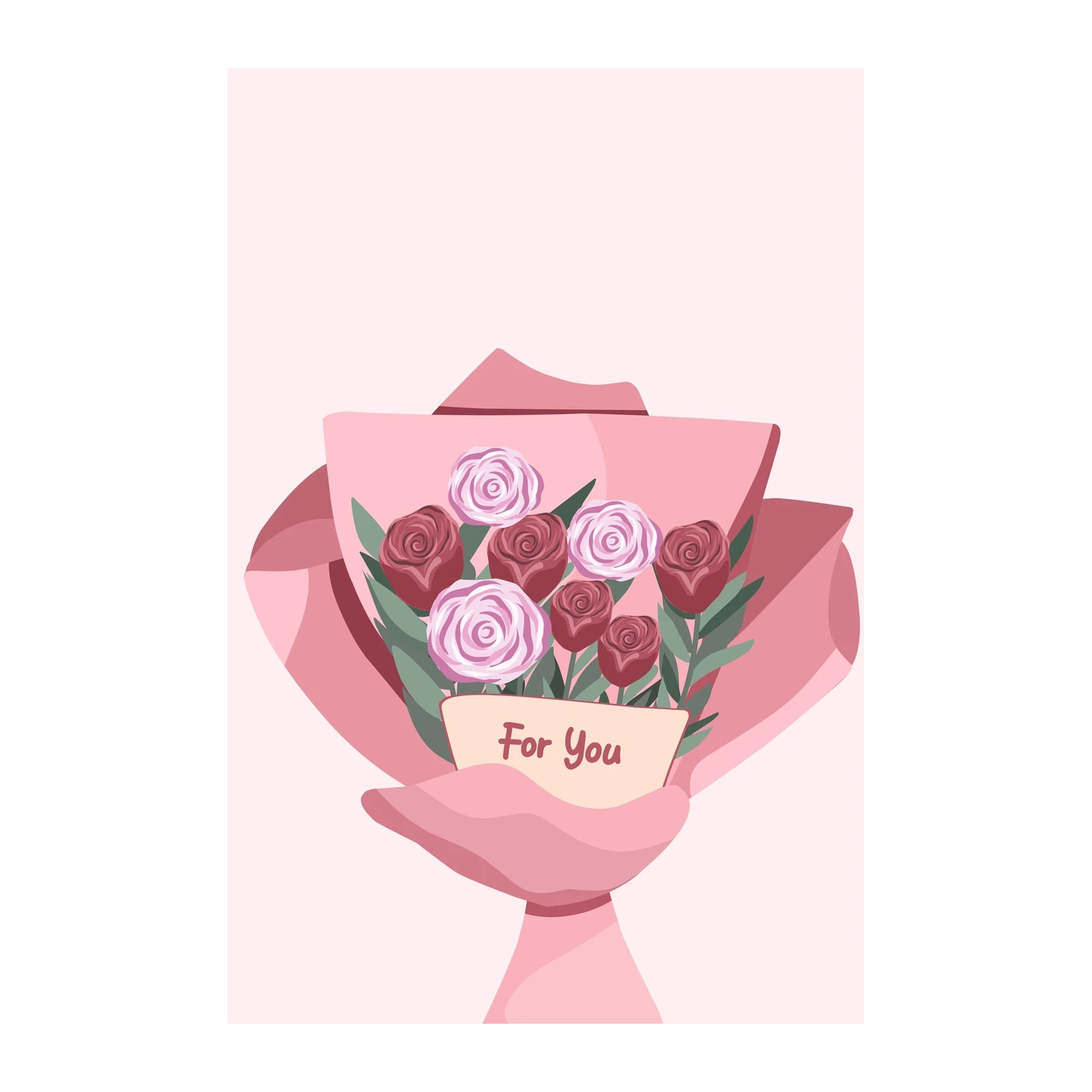 Romantic Rose Bouquet "For You" Wall Art