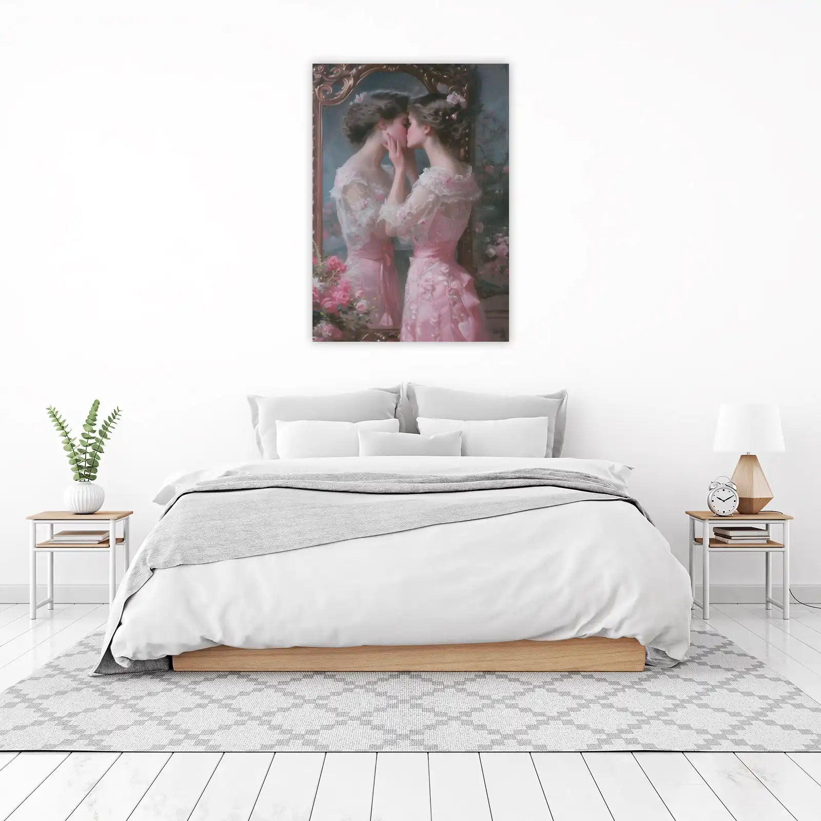 Vintage Romantic Embrace Pink Dress Wall Art
