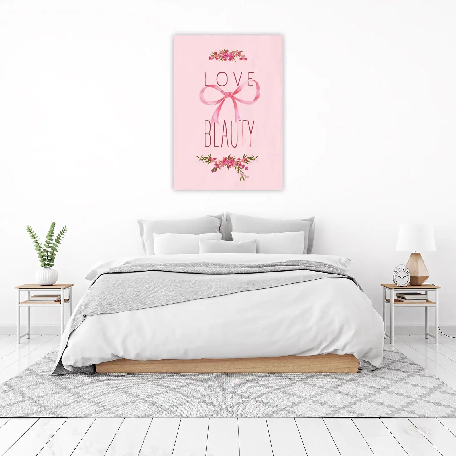 Love & Beauty Floral Ribbon Wall Art