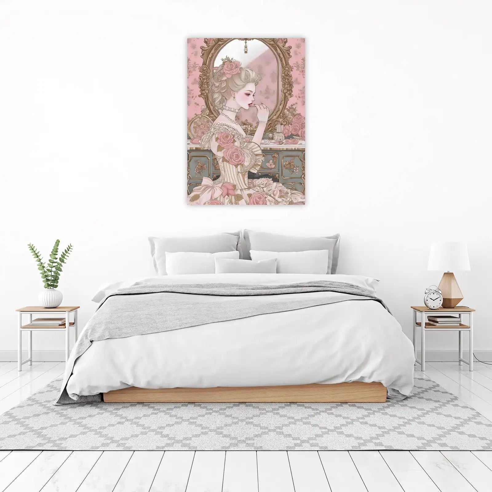 Elegant Rococo Lady Rose Floral Wall Art