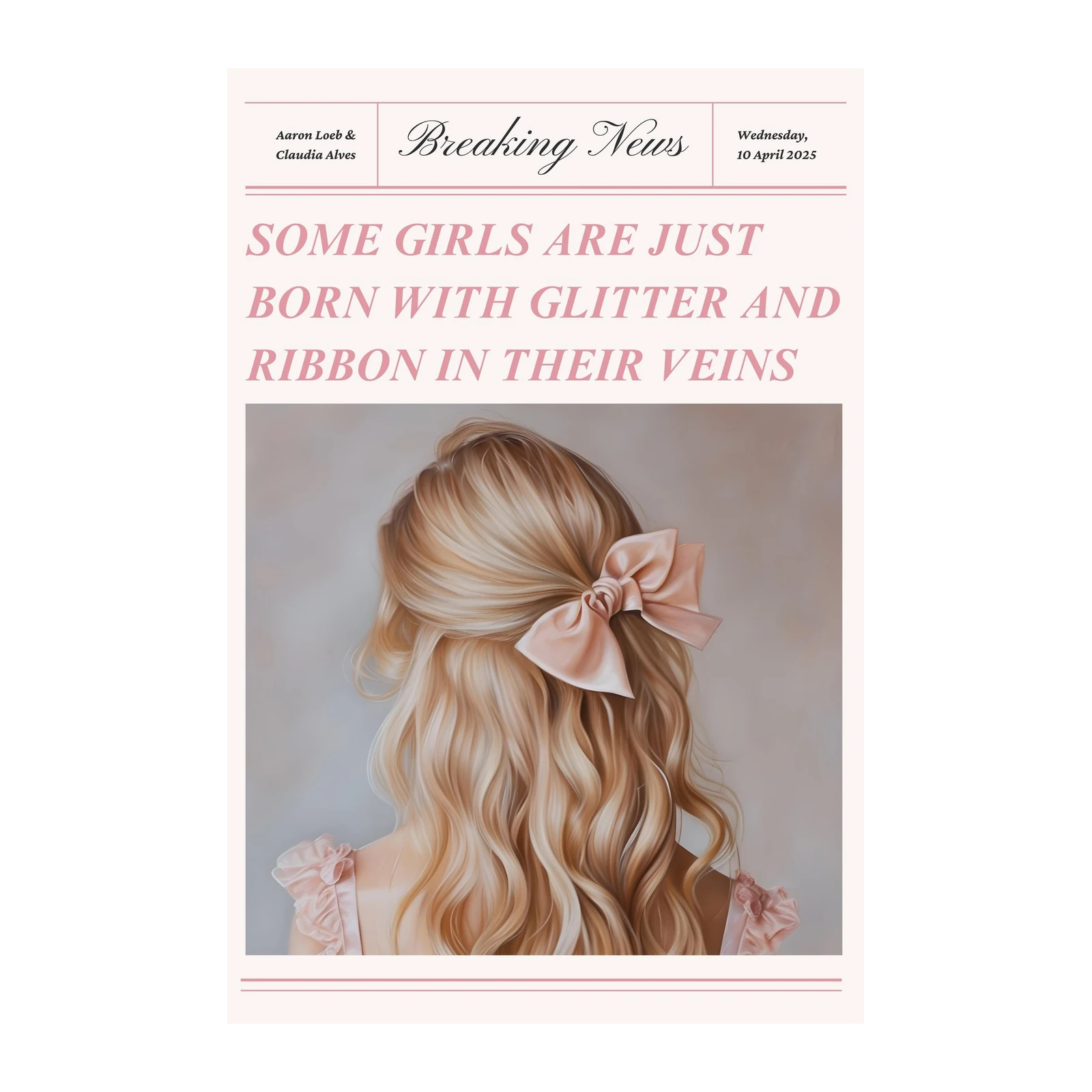 Born with Glitter Girls Hair Bow Wall Art