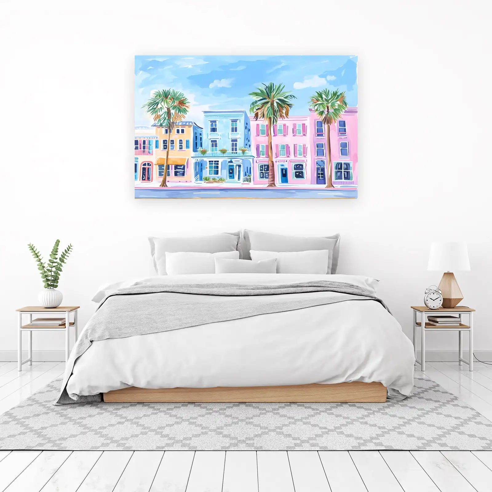 Colorful Charleston Street Palm Trees Wall Art