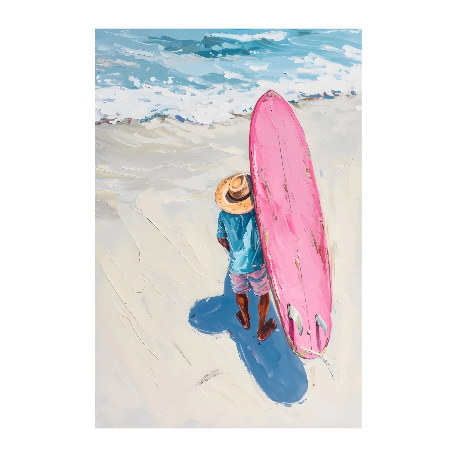 Beach Day Vibes Pink Surfboard Wall Art