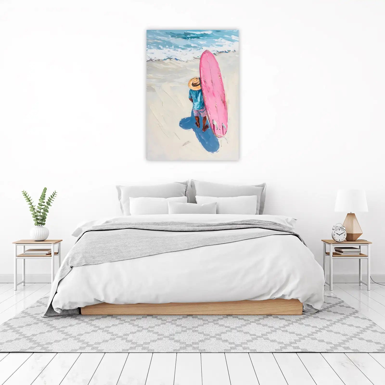 Beach Day Vibes Pink Surfboard Wall Art