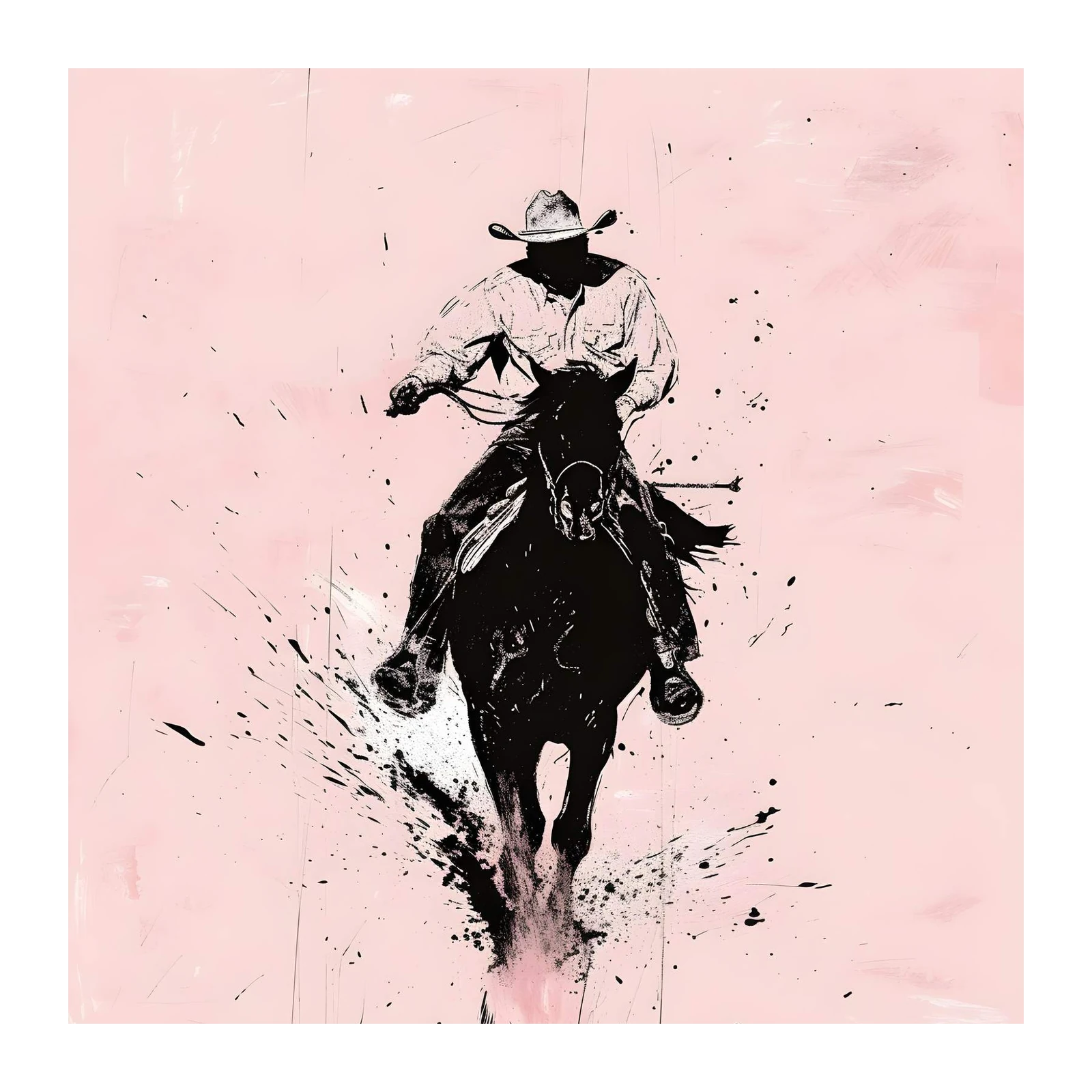 Dynamic Cowboy on Horseback Wall Art