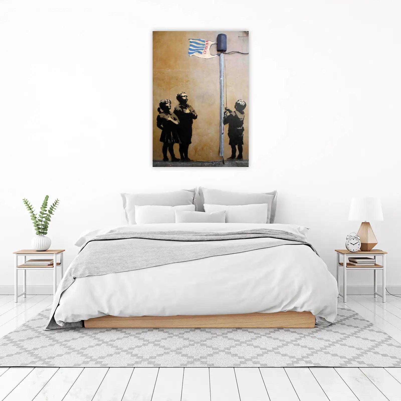 Children Raising Flag Banksy Style Wall Art