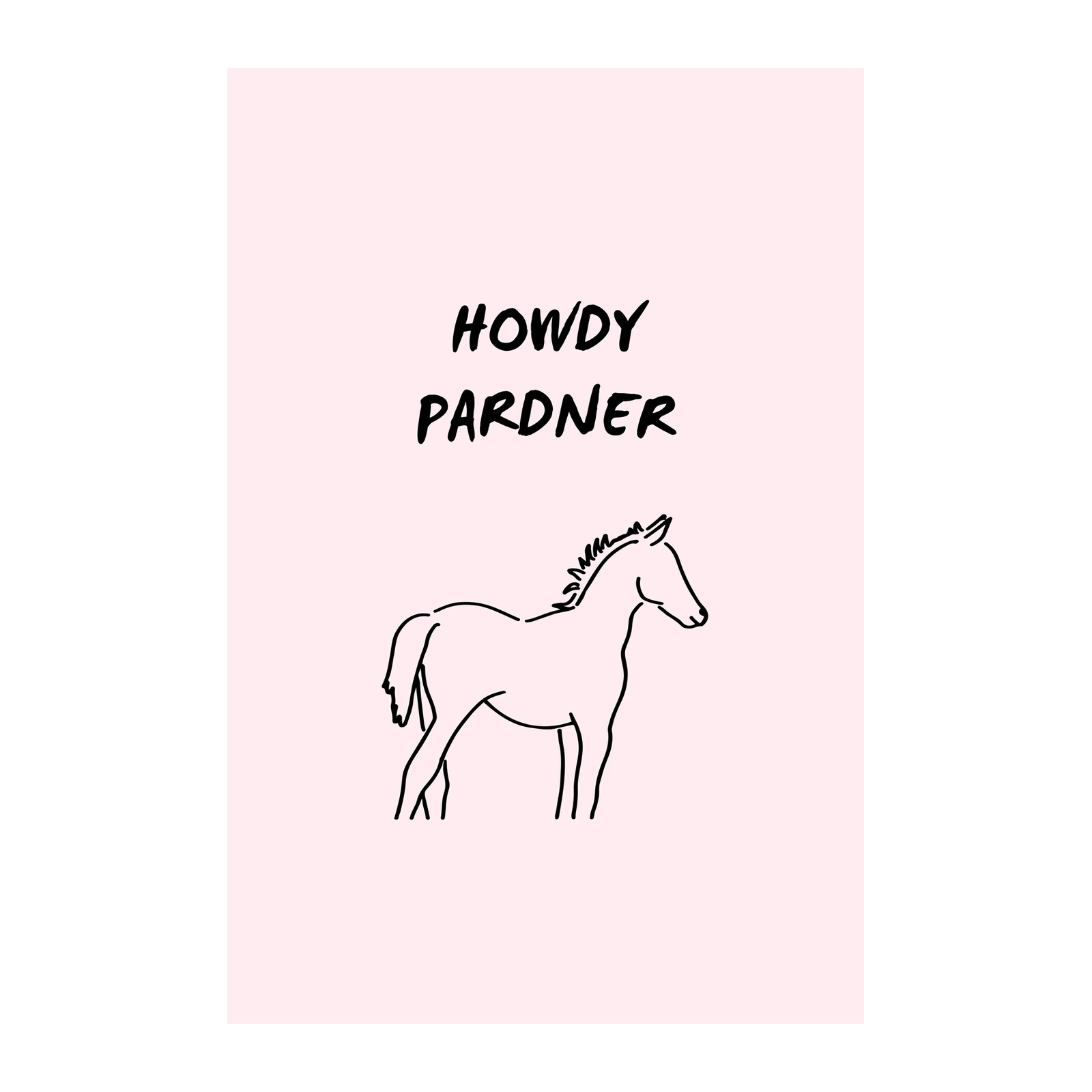 Howdy Partner Horse Line Art Wall Art