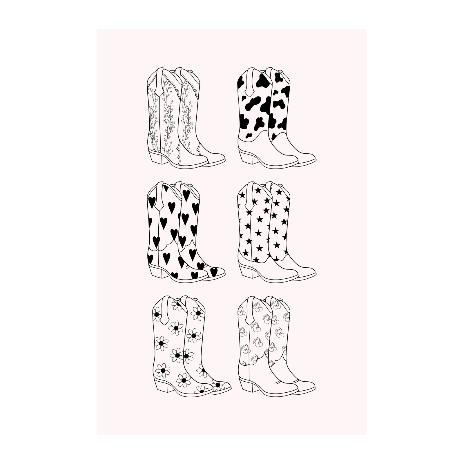 Trendy Cowboy Boots Collage Wall Art
