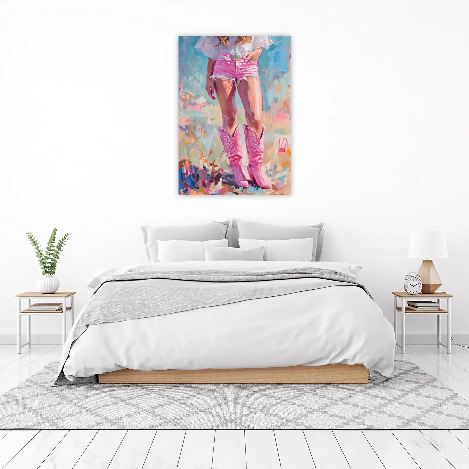 Vibrant Pink Cowboy Boots Statement Wall Art