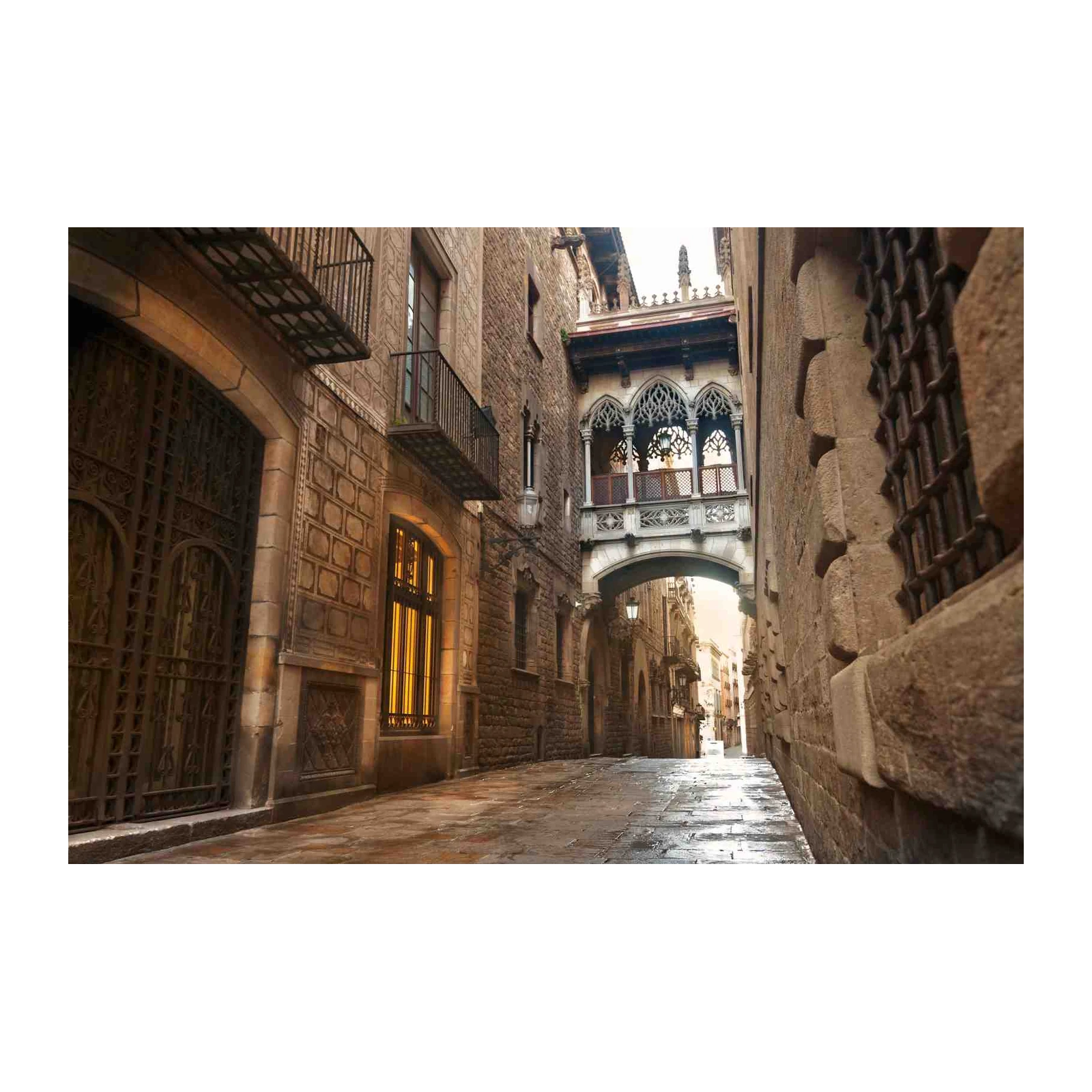 Gothic Barcelona Alleyway Bridge Wall Art