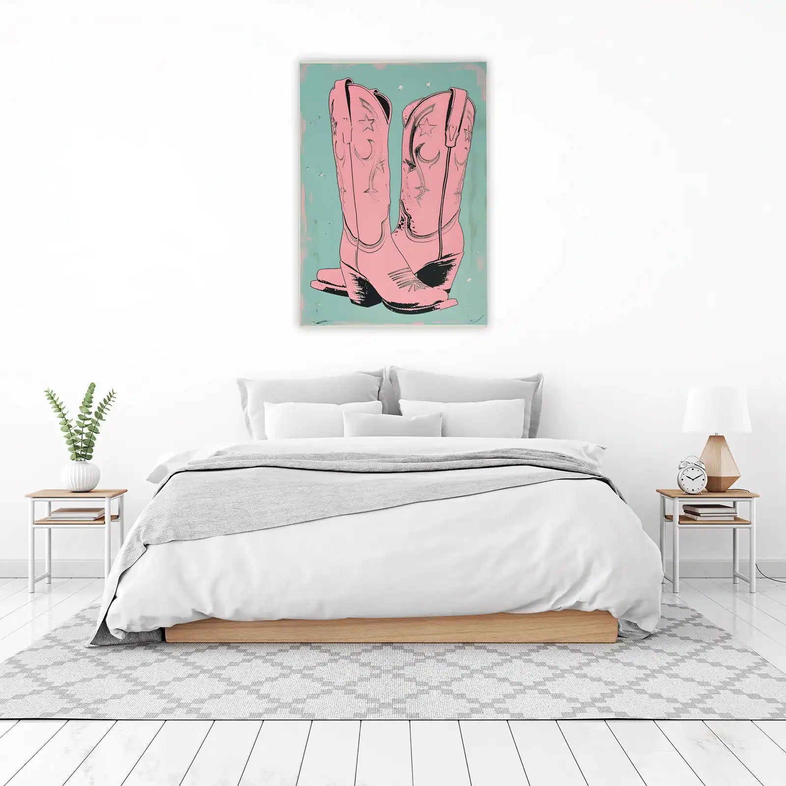 Pink Cowboy Boots Pop Art Wall Art