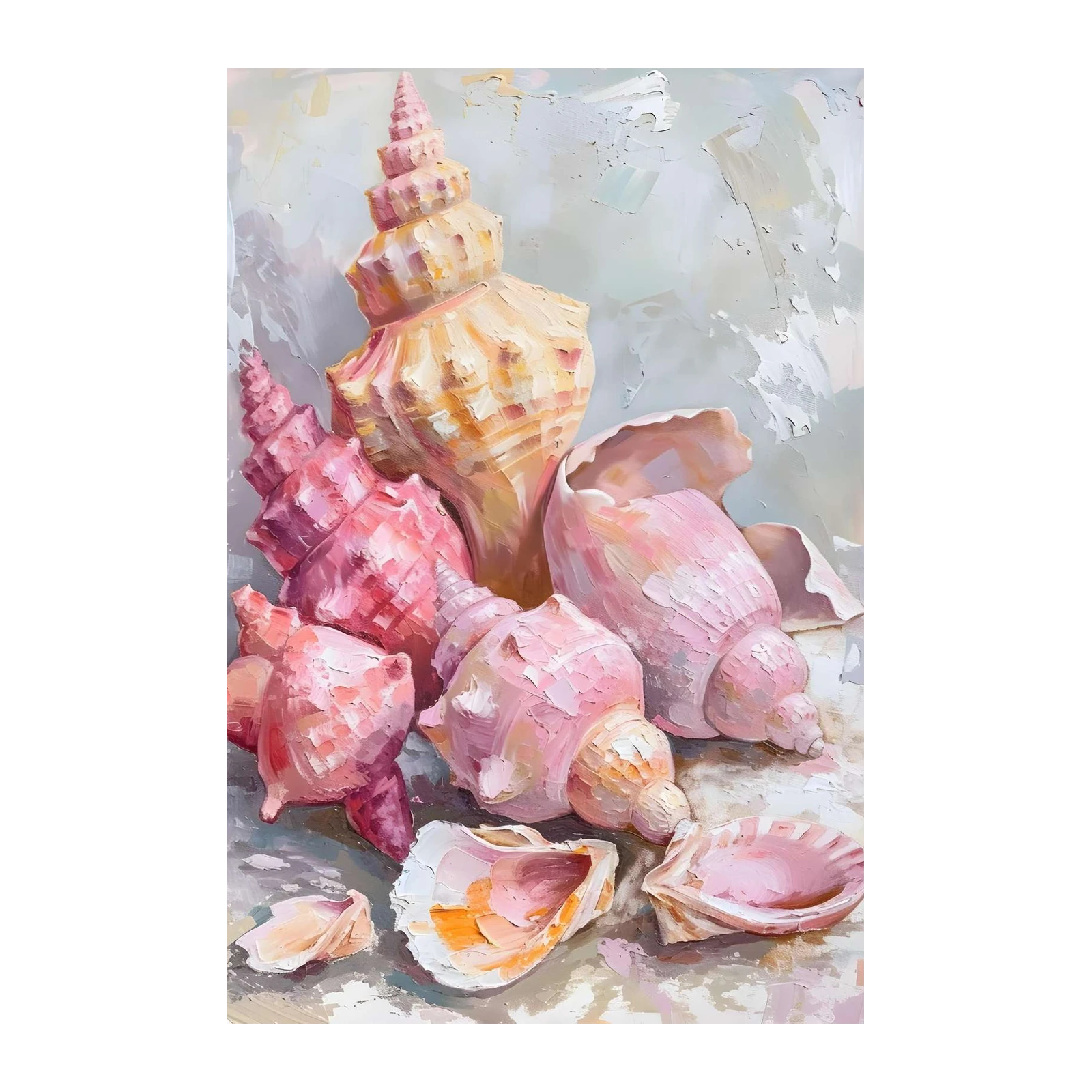 Seashell Still Life Impasto Wall Art