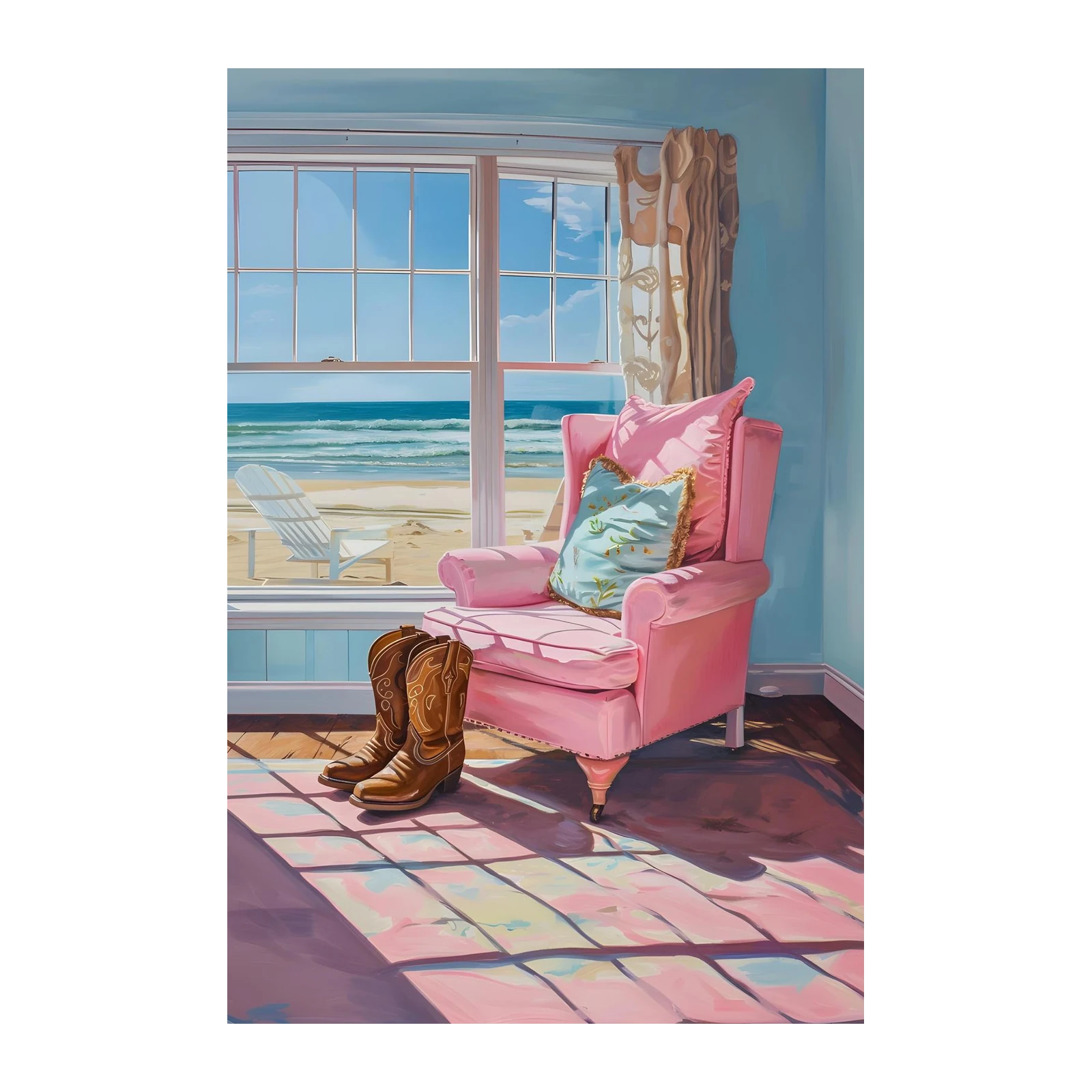 Coastal Cowgirl Vibes Beach Scene Wall Art