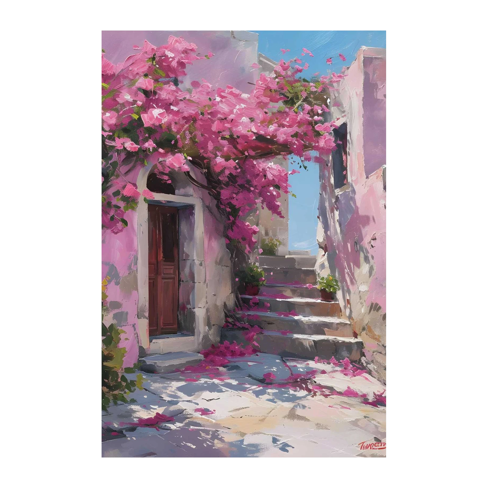 Pink Bougainvillea Pathway Wall Art