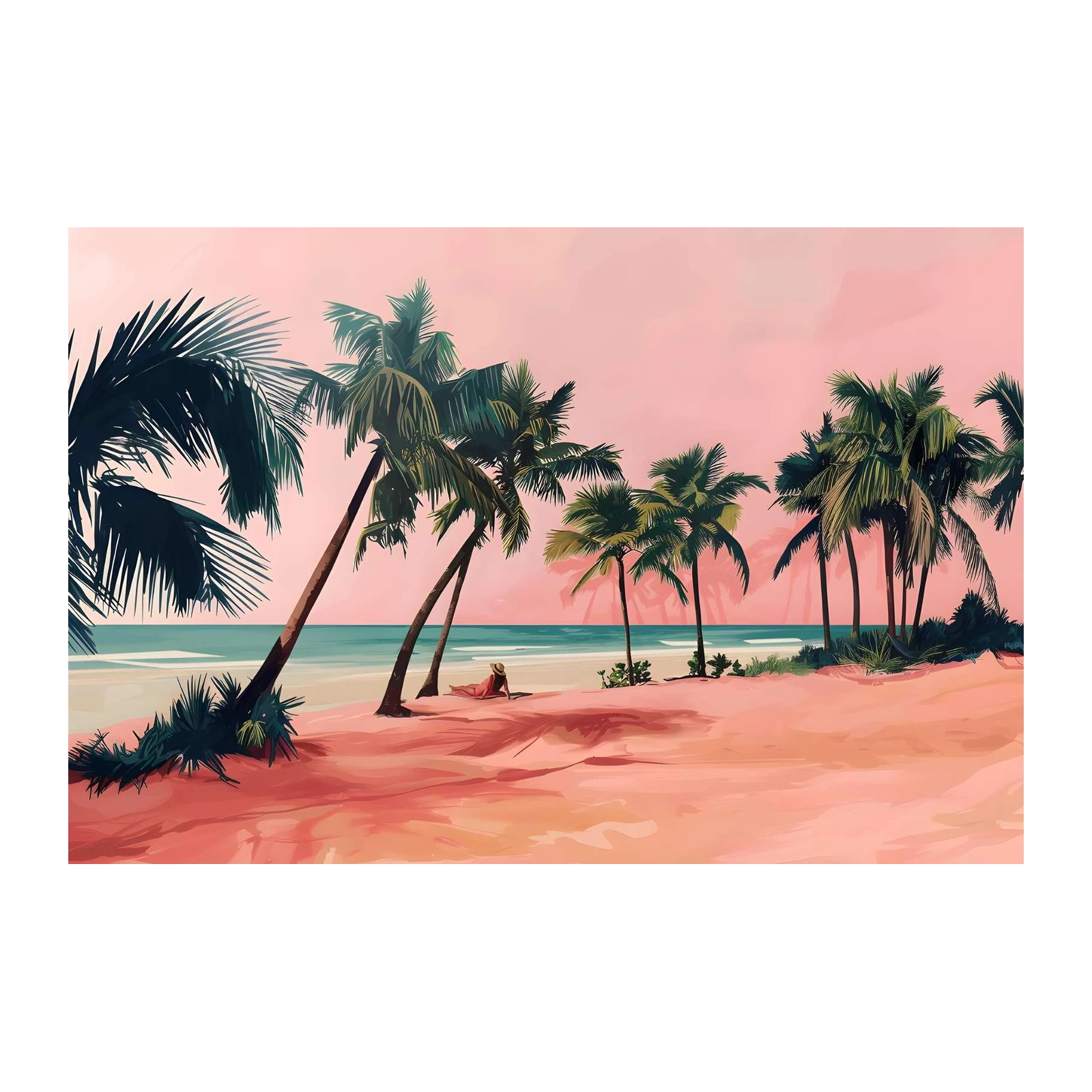 Serene Beach Paradise Palm Trees Wall Art
