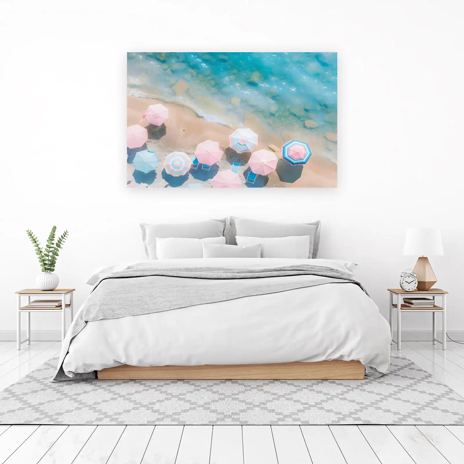 Pastel Beach Umbrellas Aerial Wall Art