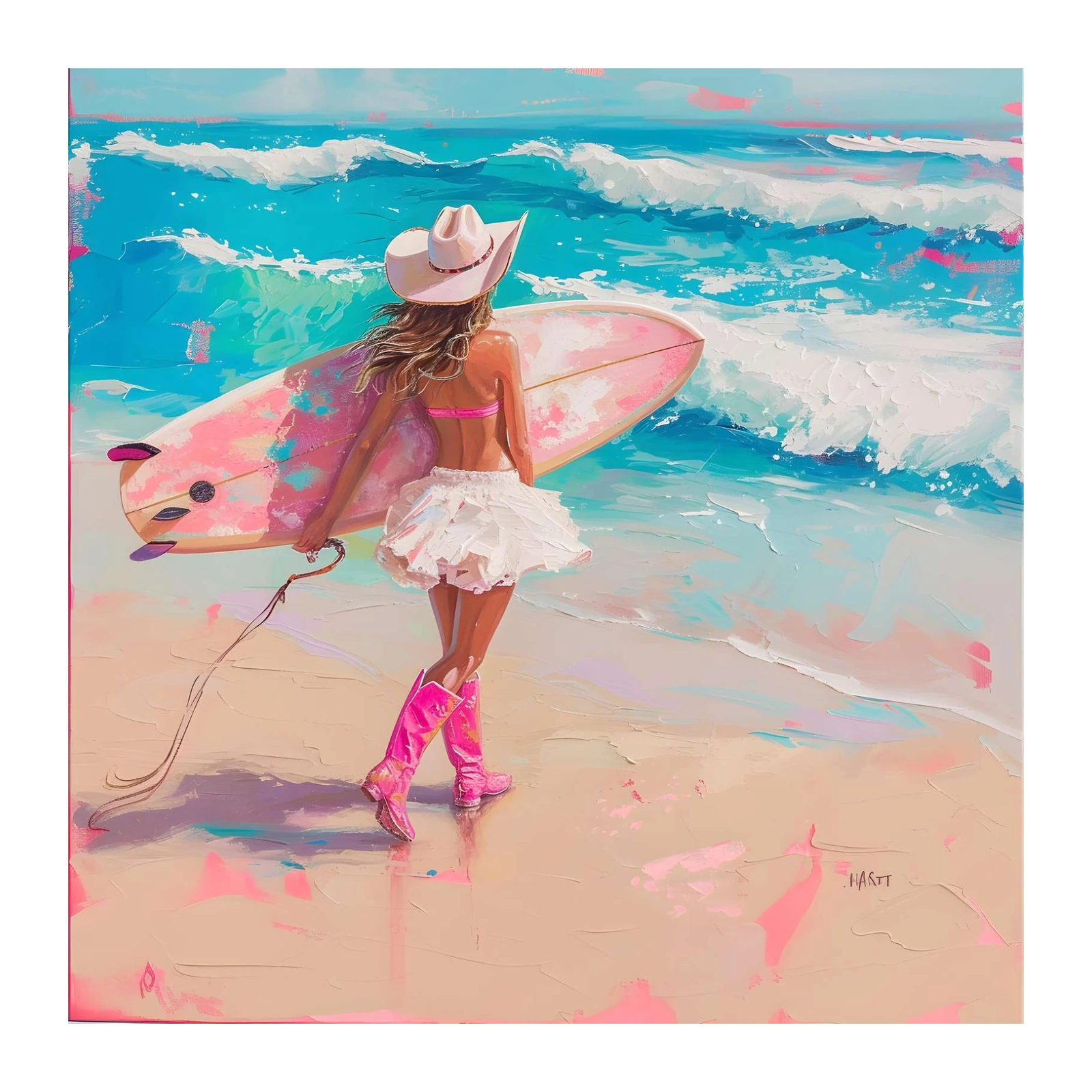 Boho Beach Babe Surf Western Cowgirl Wall Art