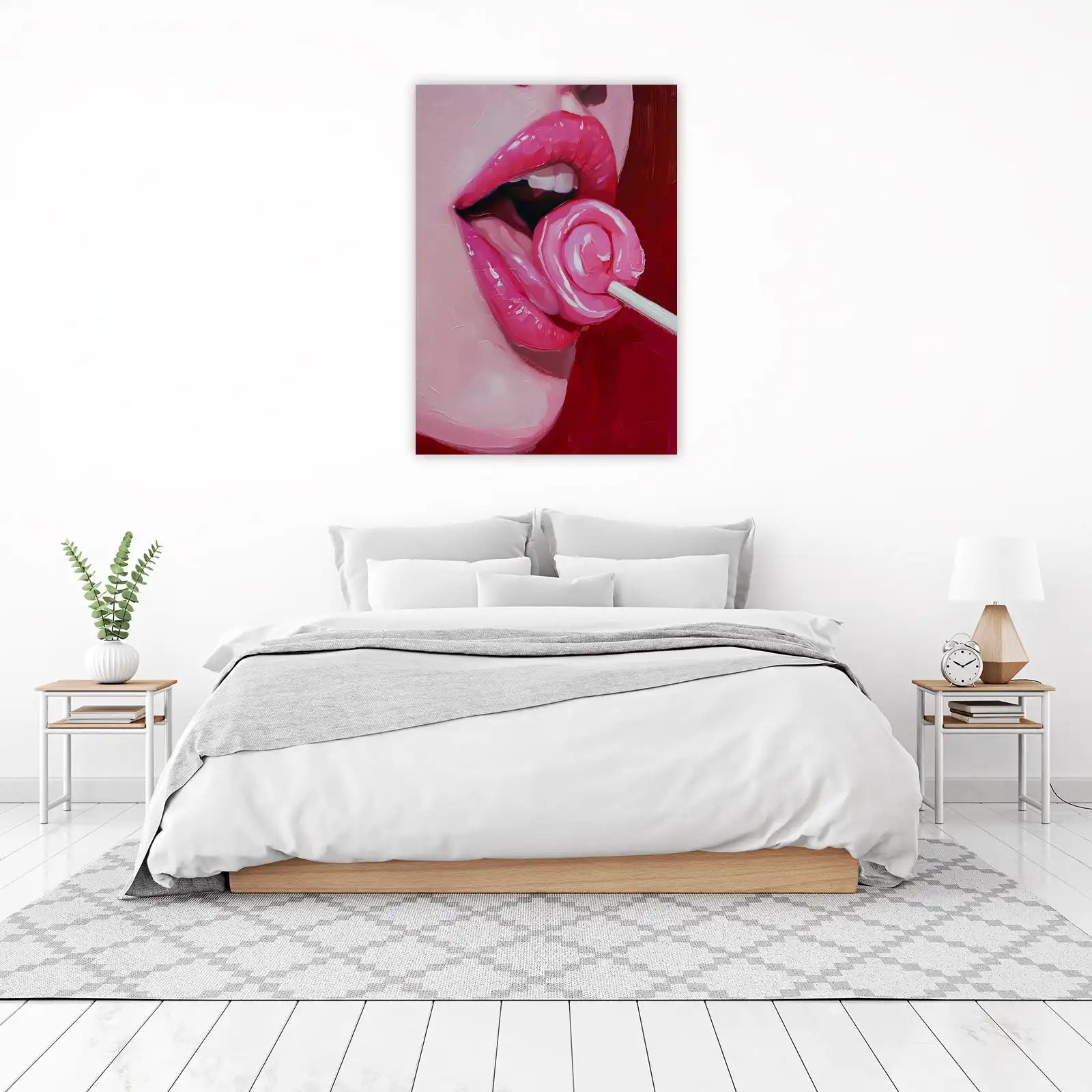 Sensual Pink Lips & Lollipop Wall Art