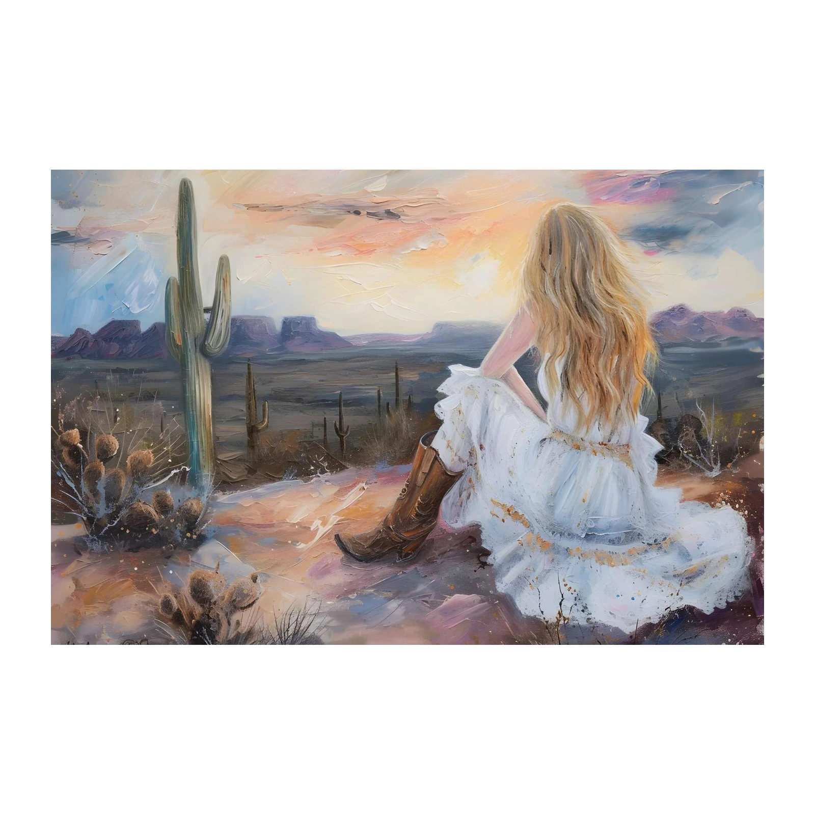 Desert Sunset Dreamer Cowgirl Wall Art