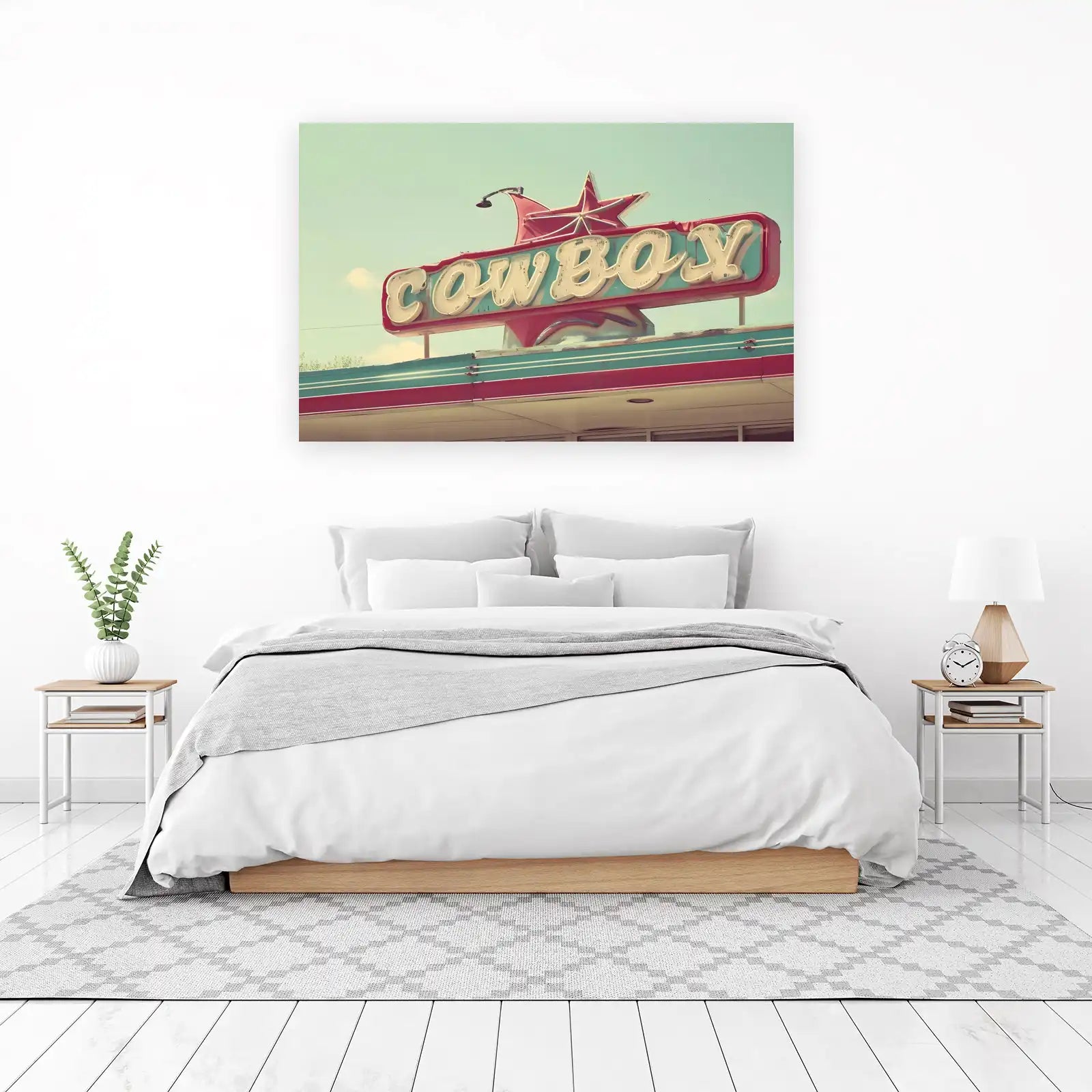 Retro Cowboy Neon Sign Wall Art