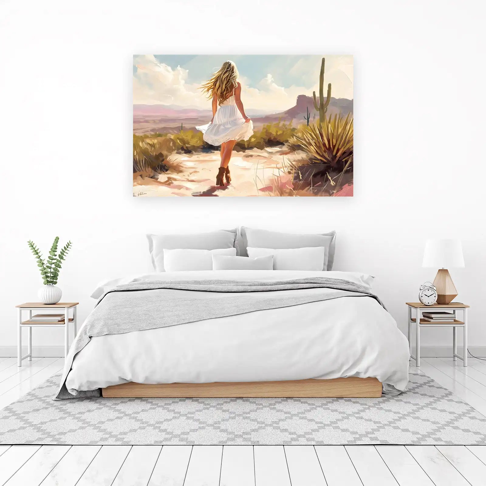 Desert Wanderer White Dress Wall Art