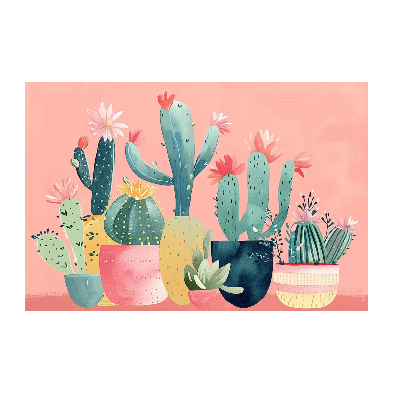 Vibrant Cactus Garden Wall Art Wall Art