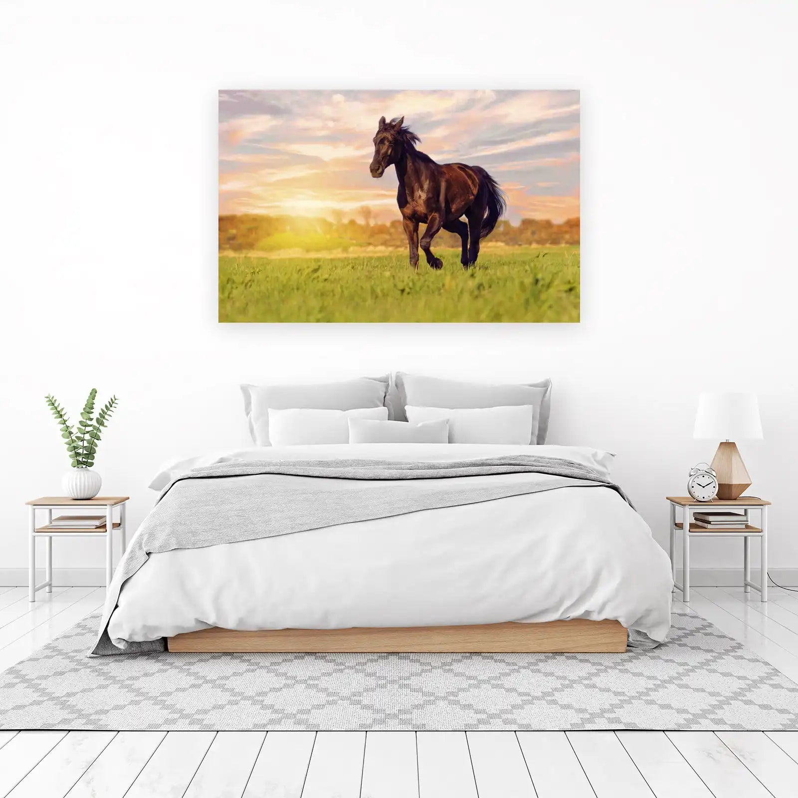 Majestic Black Horse Gallop Wall Art