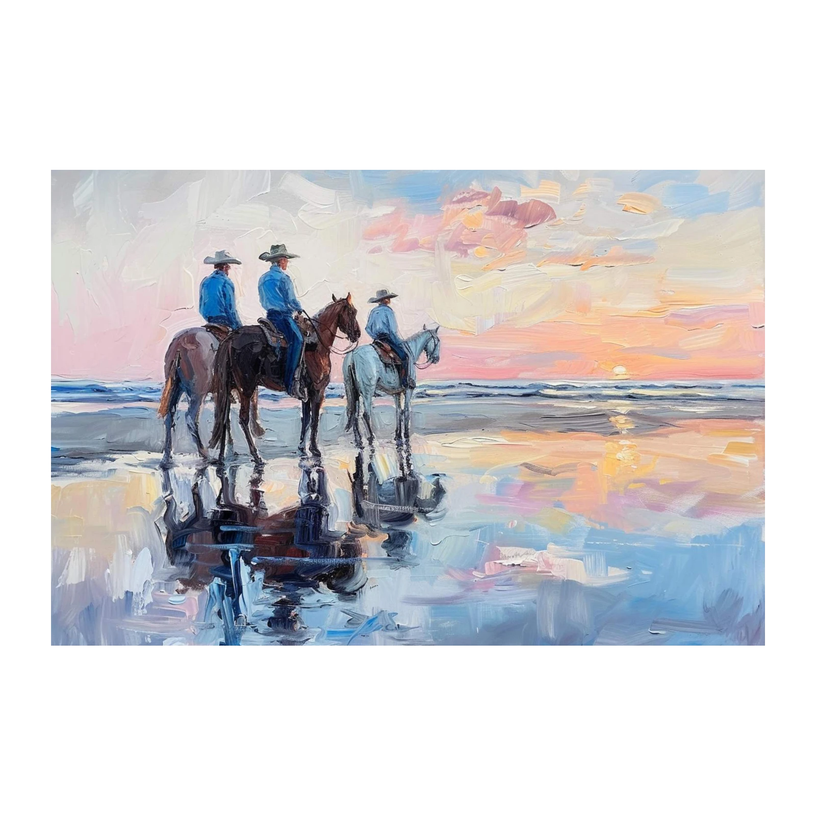 Cowboys Beach Sunset Impressionist Wall Art