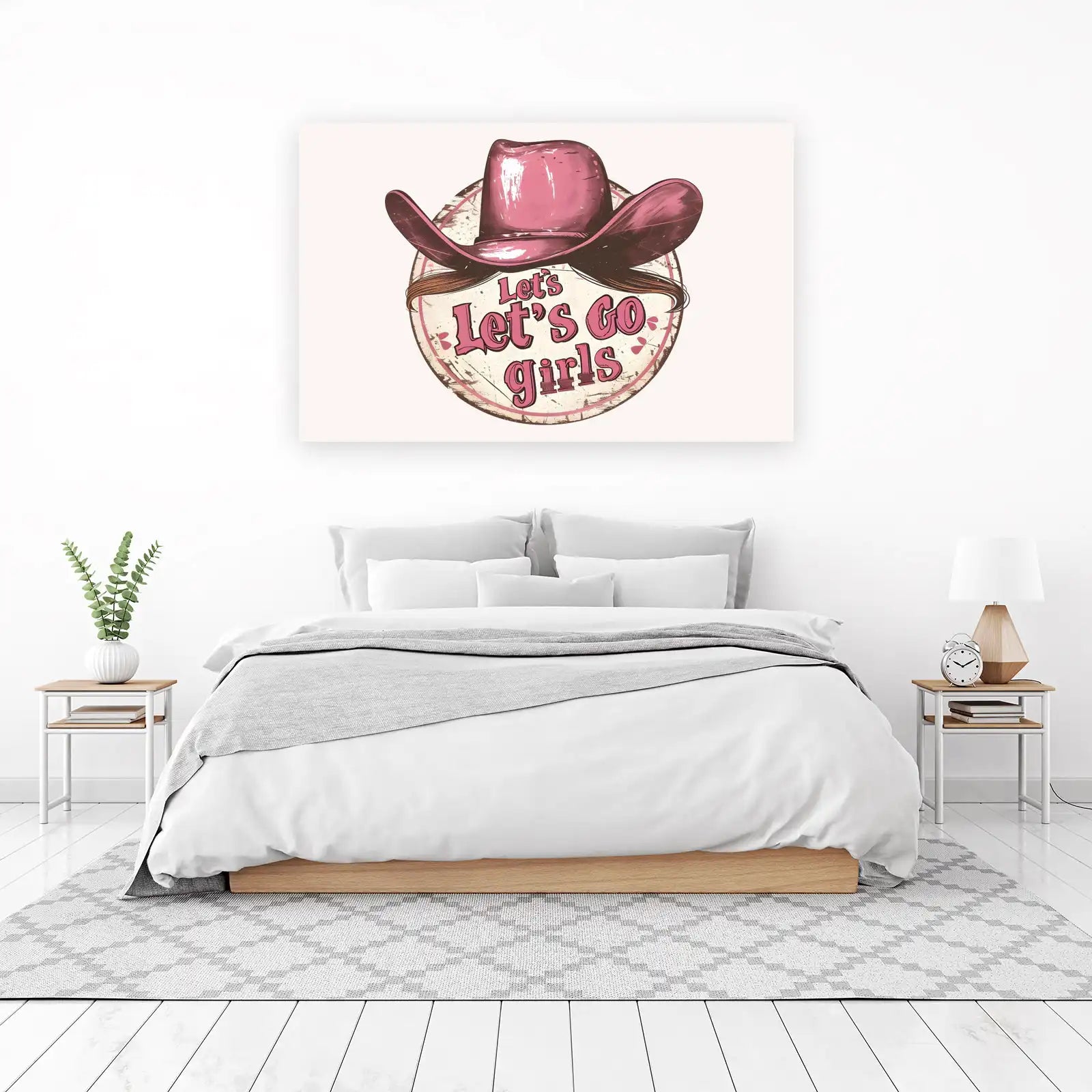 Let's Go Girls Pink Cowboy Hat Wall Art