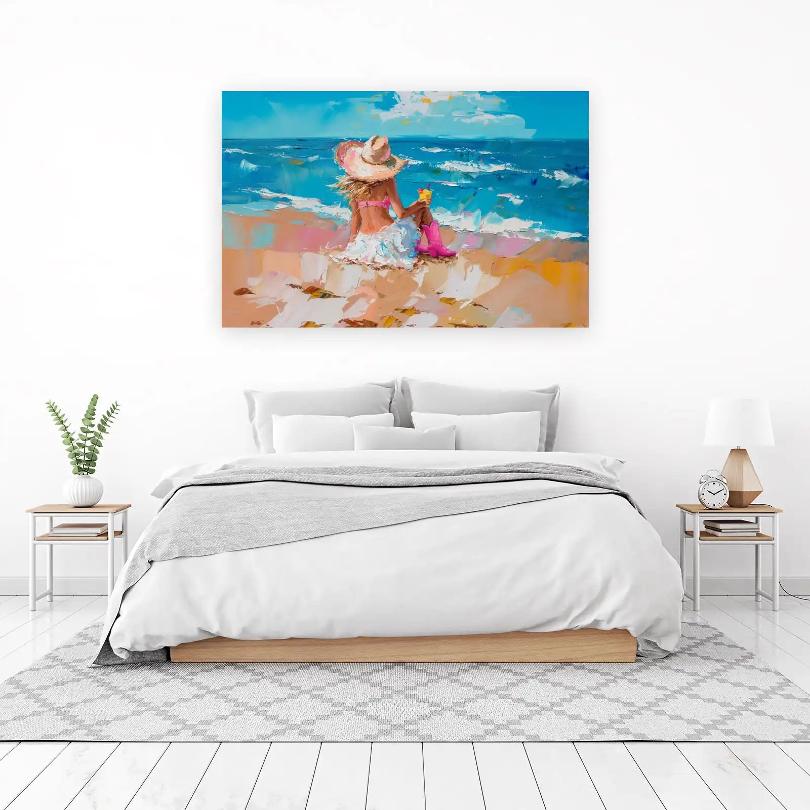 Vibrant Beach Life Cowboy Boots Wall Art