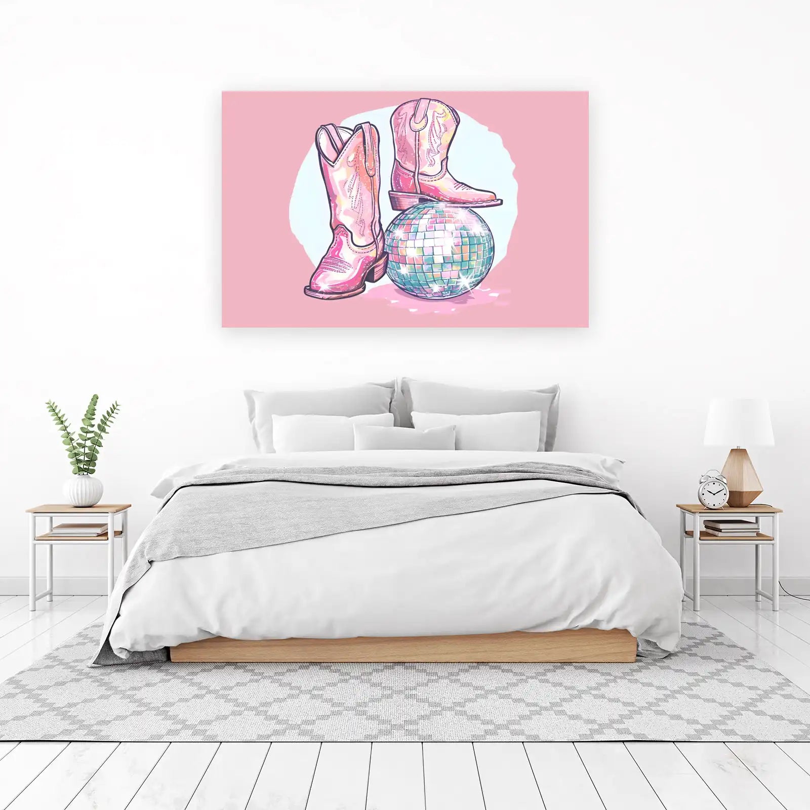 Pink Disco Boots & Ball Wall Art