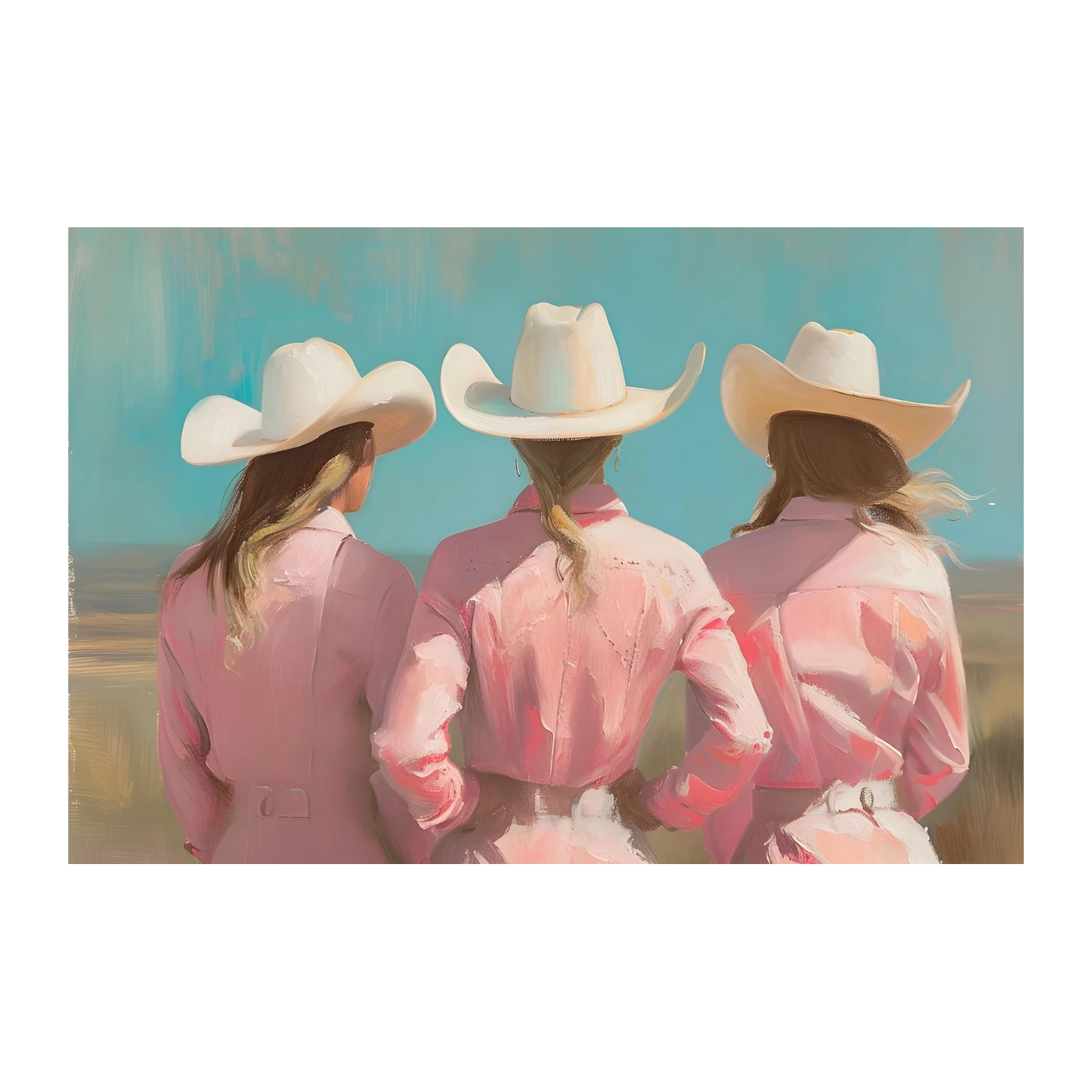 Pink Cowgirl Trio Western Aesthetic Wall Art