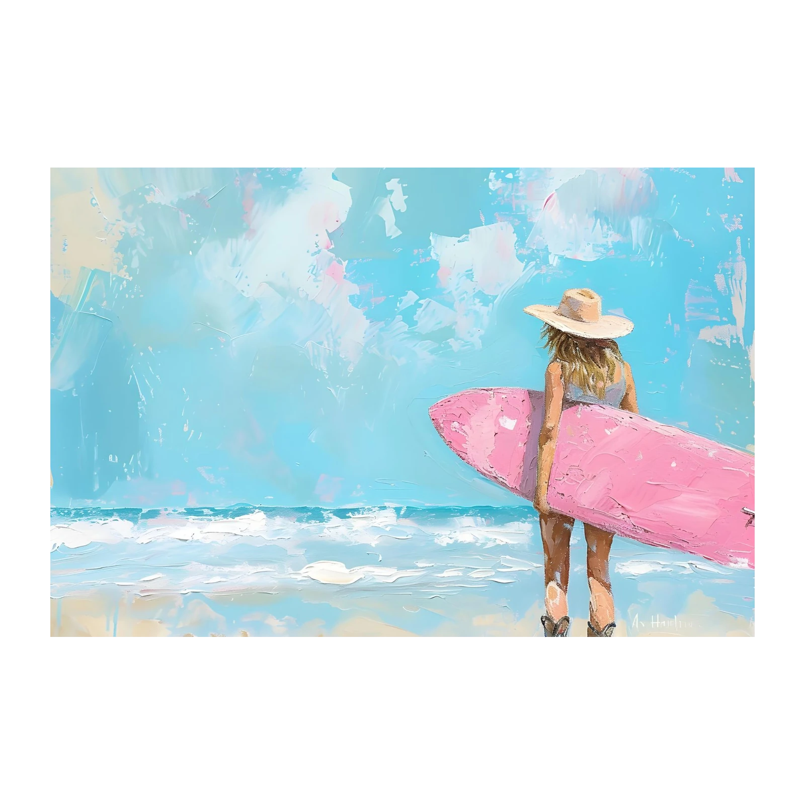 Coastal Breeze Pink Surfboard Wall Art