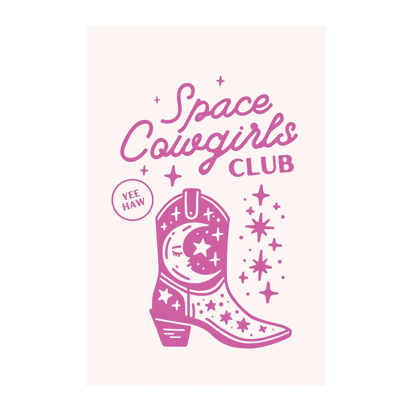 Space Cowgirl Boho Moon Boot Wall Art