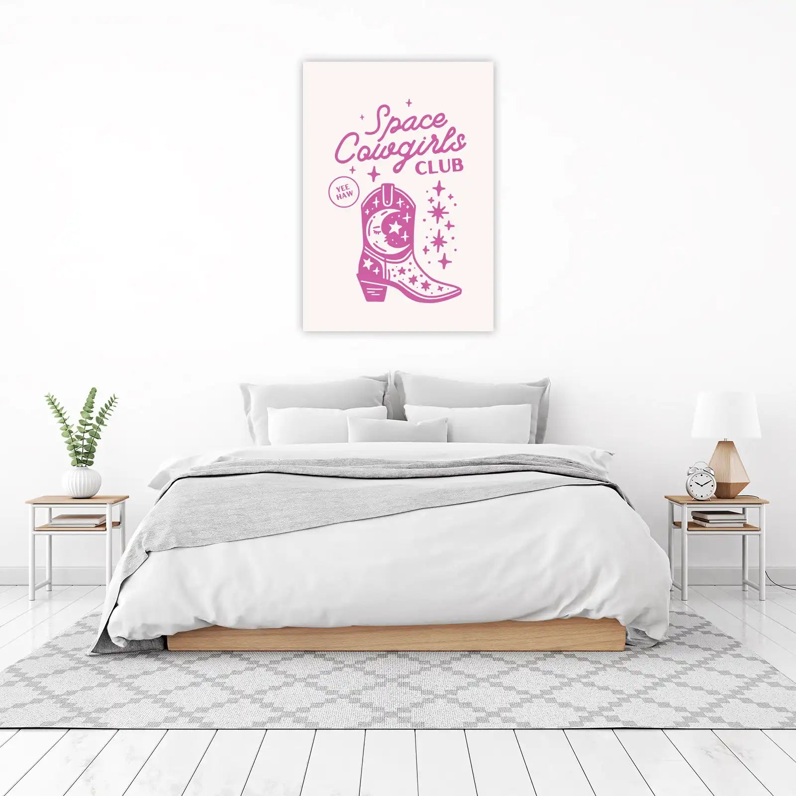 Space Cowgirl Boho Moon Boot Wall Art