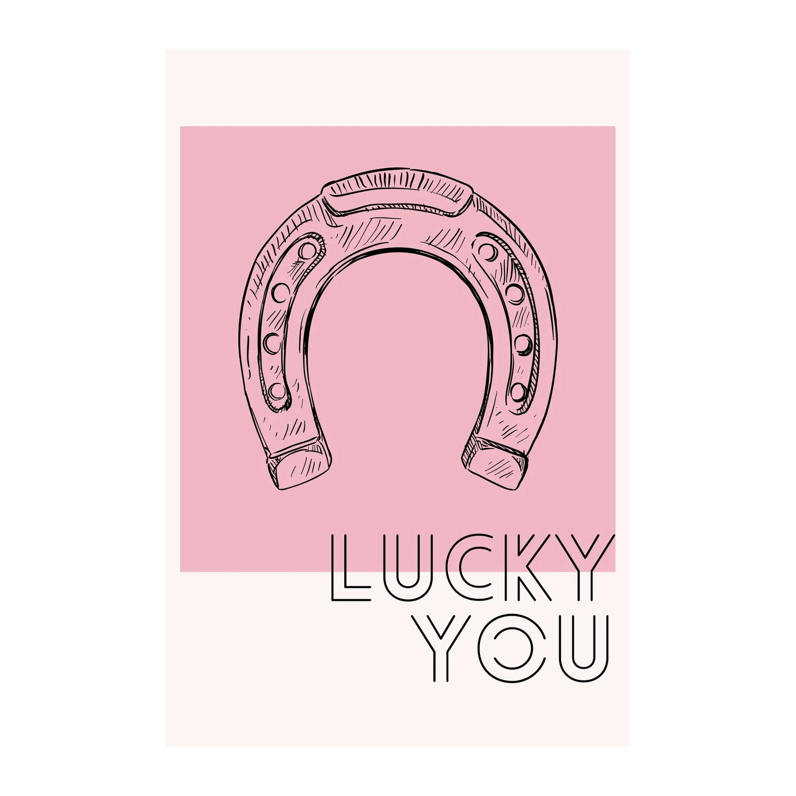 Lucky Horseshoe Minimalist Pink Wall Art