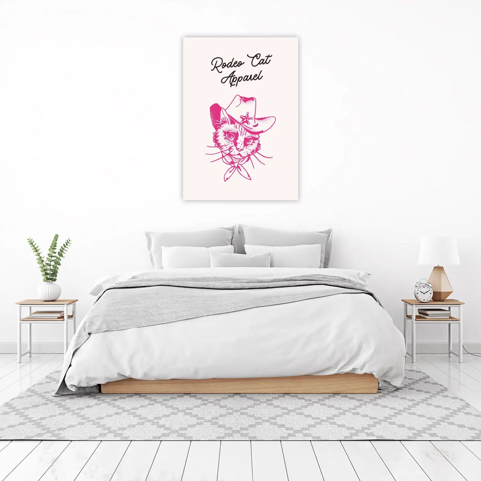 Pink Cowboy Cat Western Art Wall Art