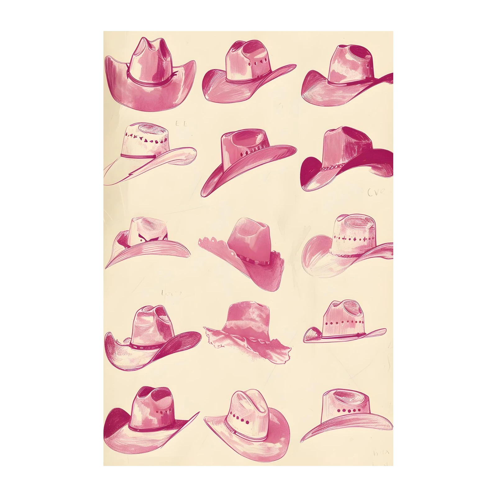 Pink Cowboy Hats Collection Wall Art