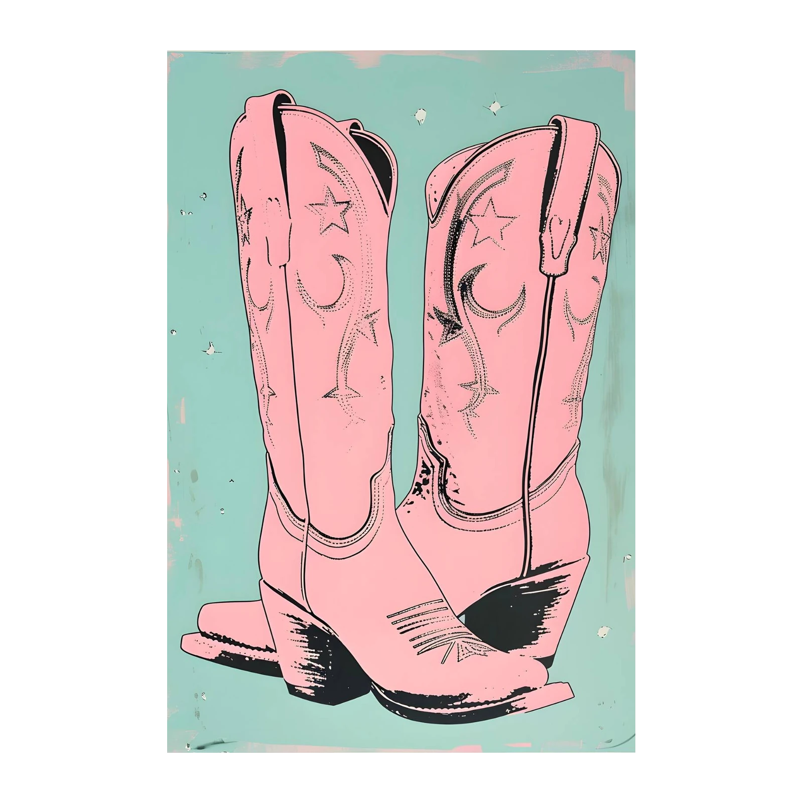 Pink Cowboy Boots Pop Art Wall Art