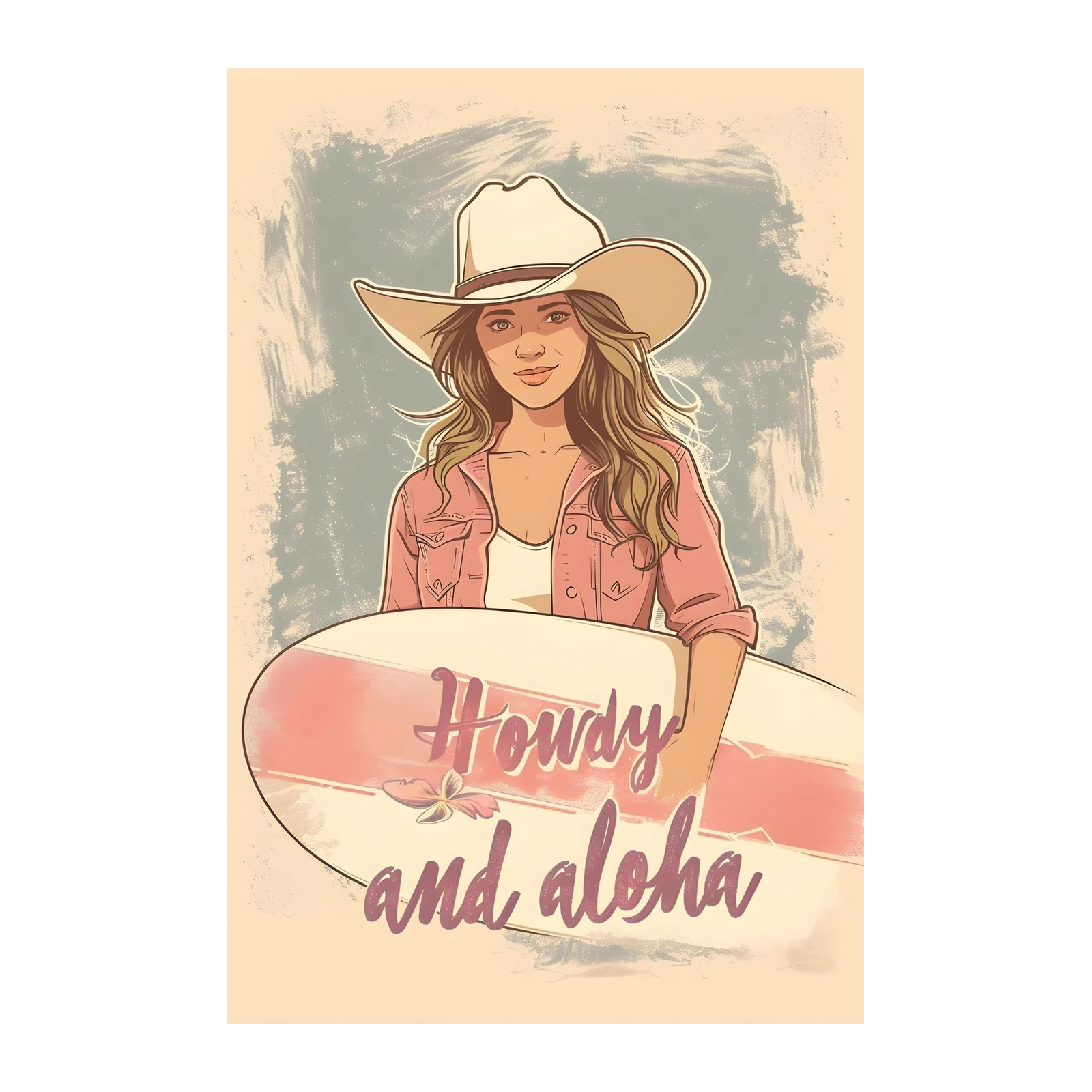 Cowgirl Surf Vibes "Howdy & Aloha" Wall Art