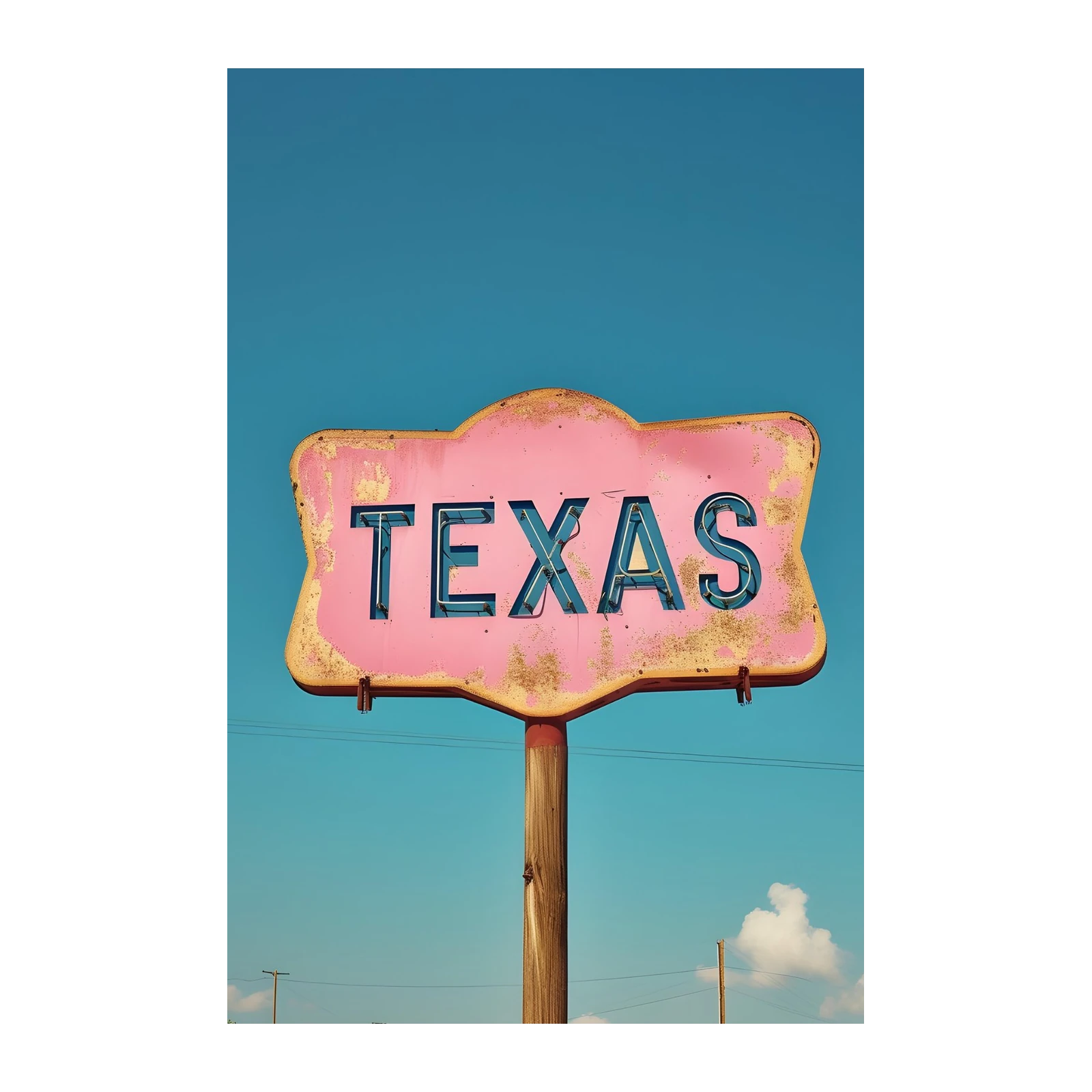 Retro Texas Neon Sign Wall Art