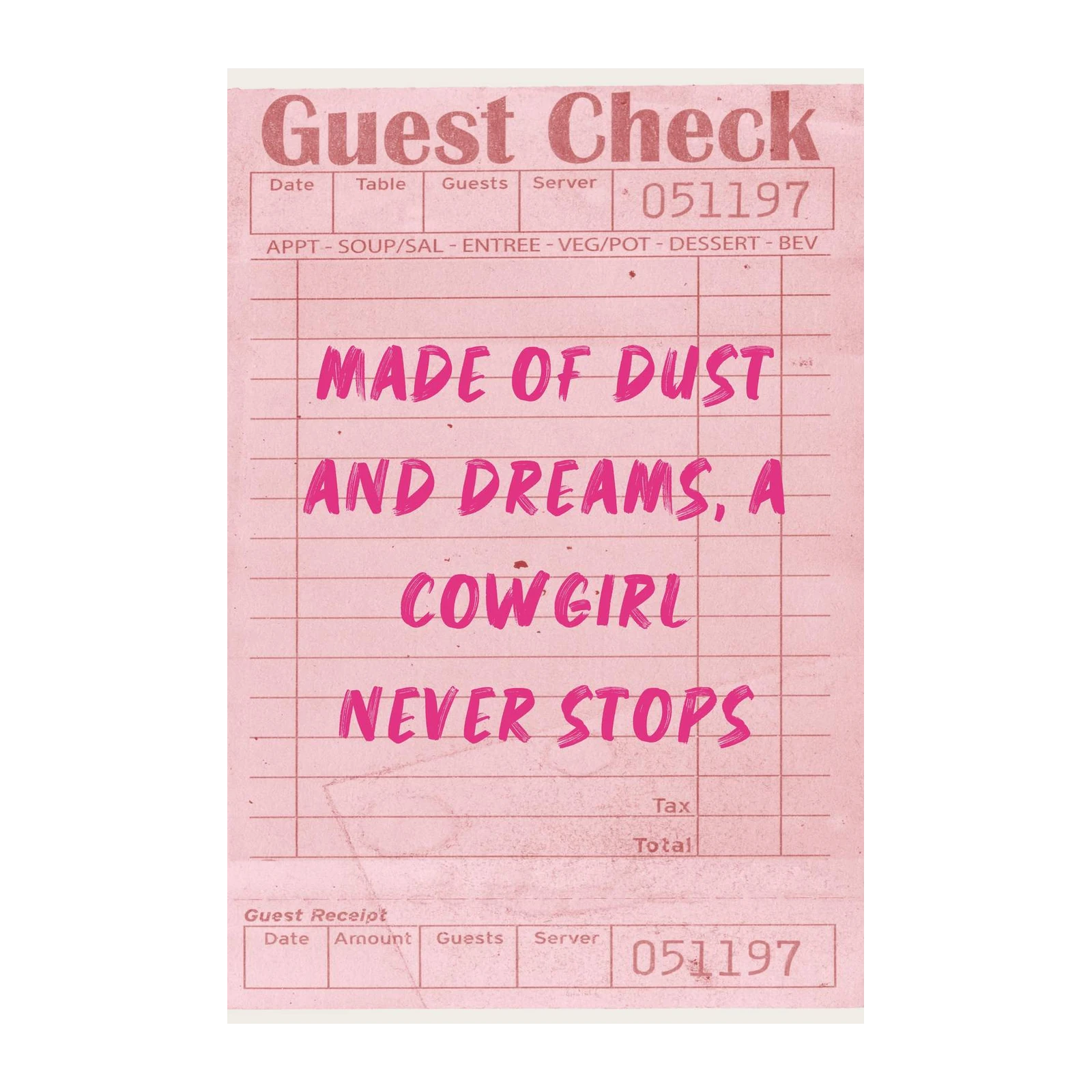 Cowgirl Dreams Vintage Guest Check Wall Art