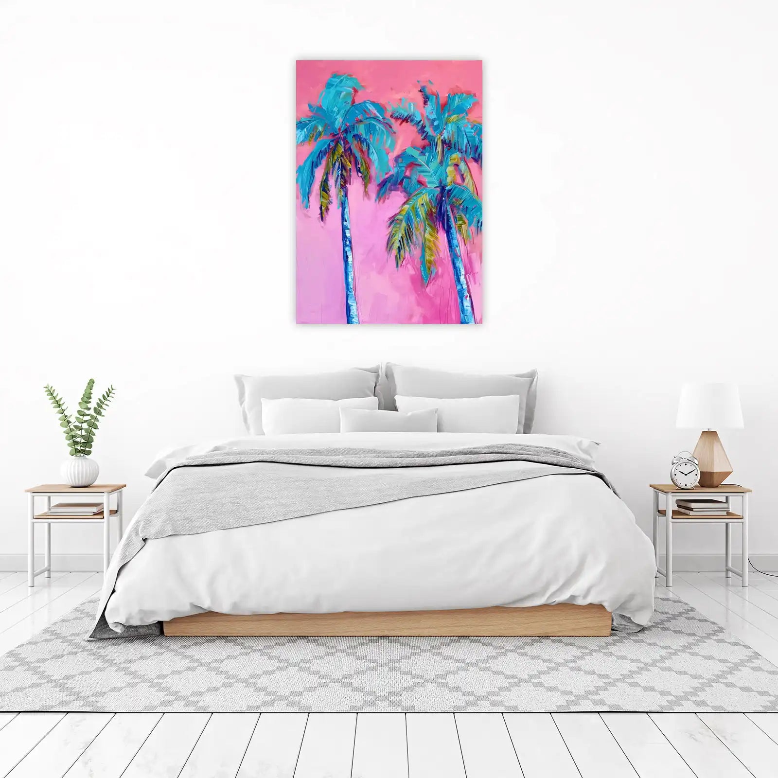 Vibrant Palm Trees Tropical Pink Wall Art