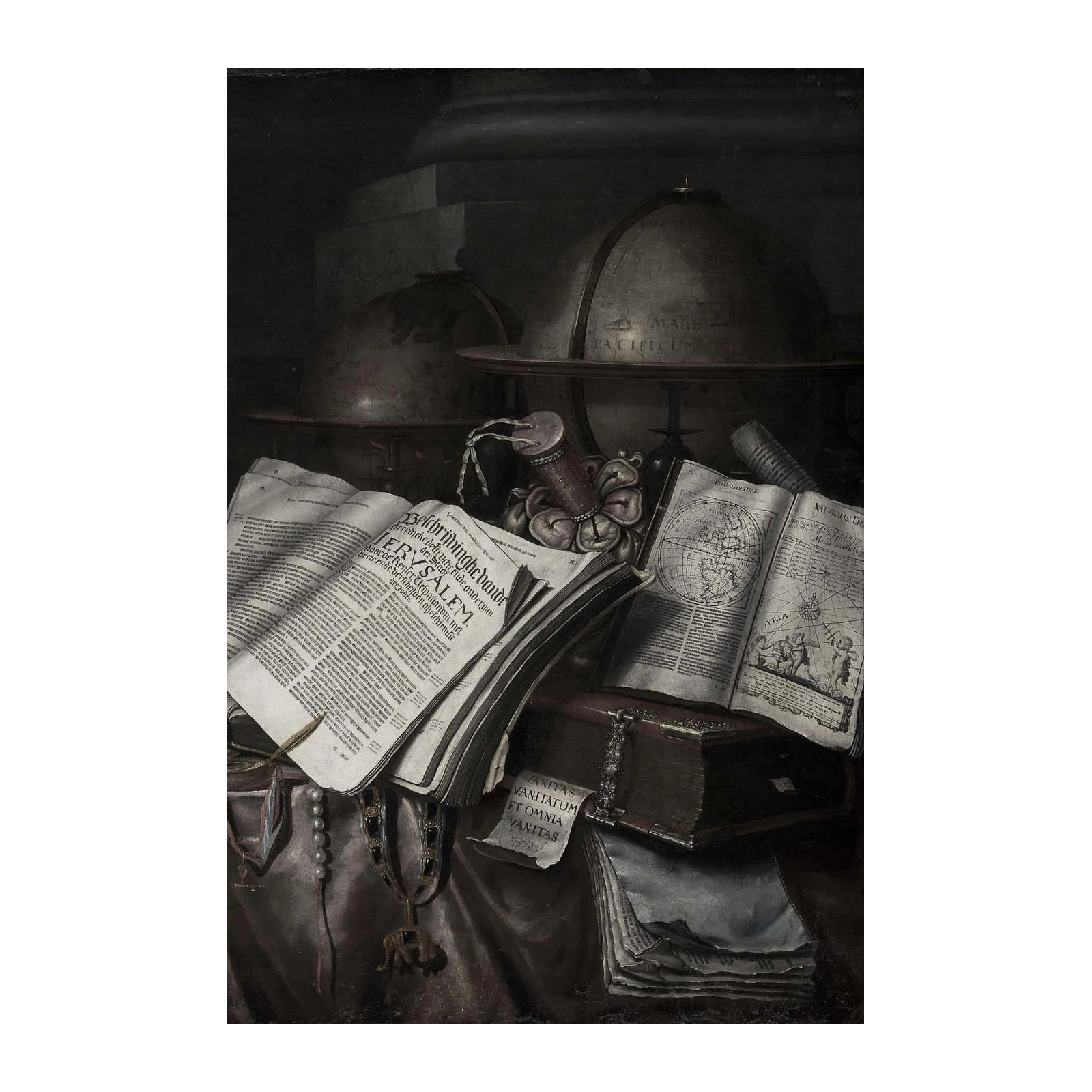 Old World Globes & Books Wall Art