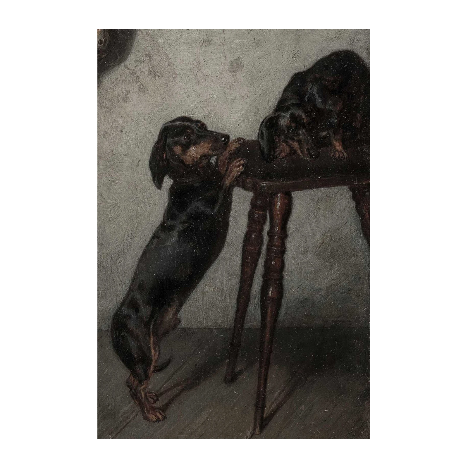 Curious Dachshunds Vintage Art Wall Art