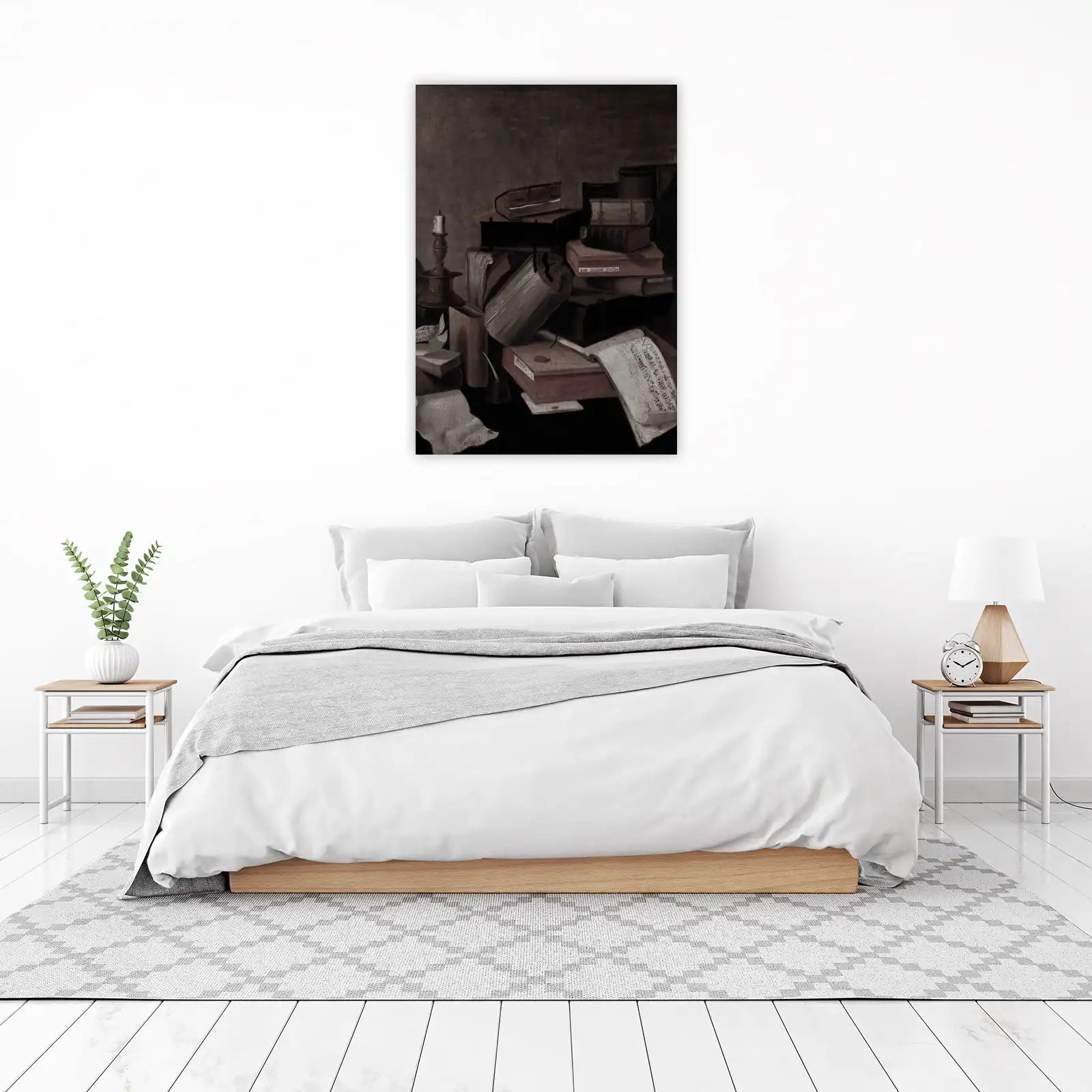 Antique Books & Candlelight Wall Art