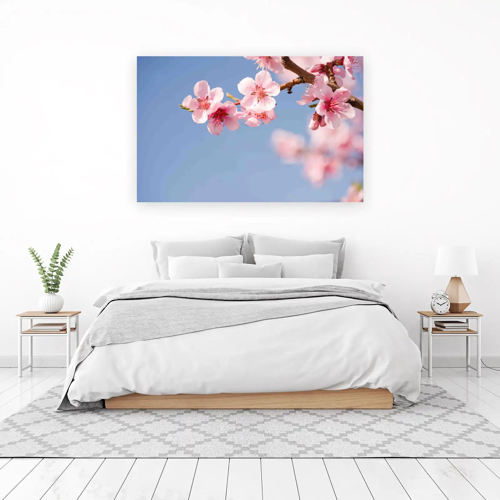 Blossoming Pink Cherry Blossom Branch Wall Art